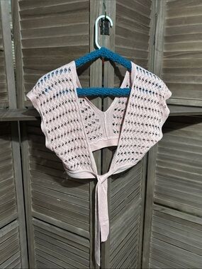 Soft Dusty Rose Crocheted Shrug